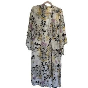 Le Lis Women’s duster long kimono polka dot floral purple green one size